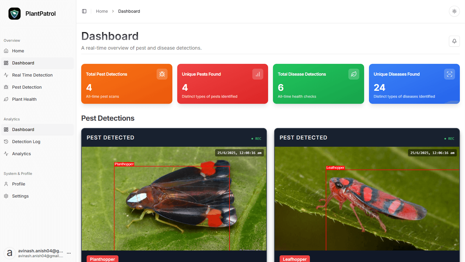 PlantPatrol Dashboard